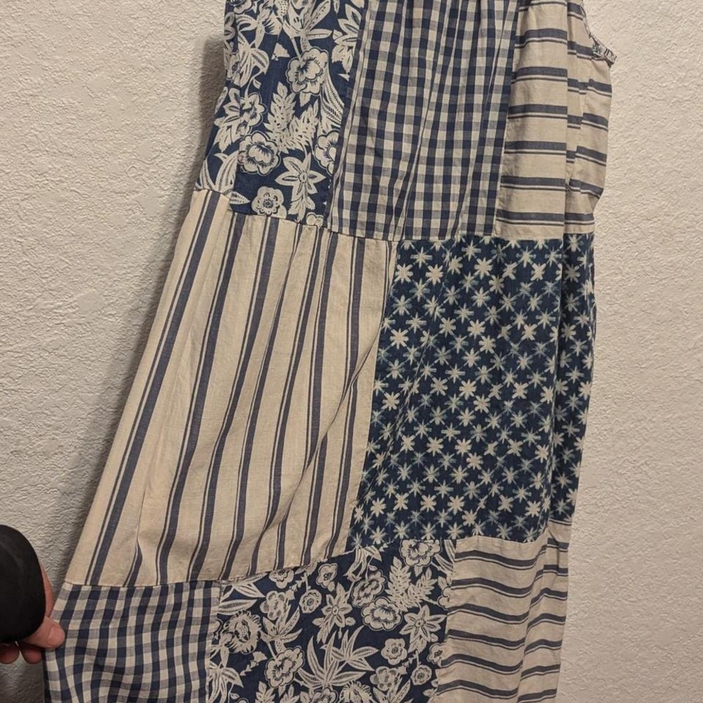 Patchwork Blue And White Dress - image 5
